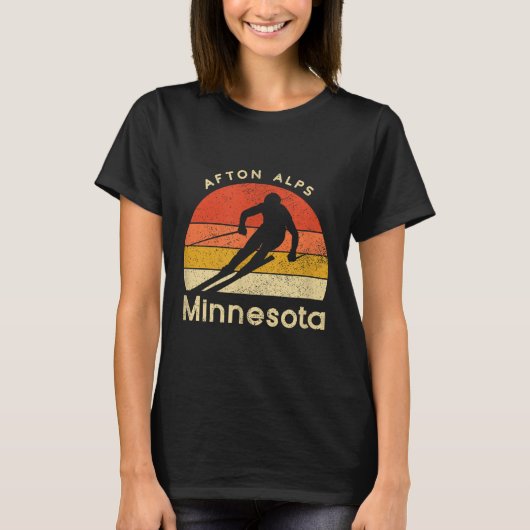 Vintager Ski Afton Alpen Minnesota T-Shirt (Vorderseite)