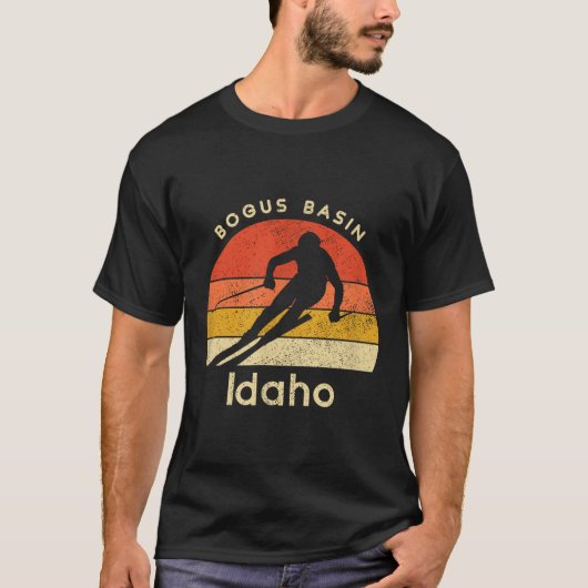 Vintager Ski Bogus Becken Idaho Berg T-Shirt (Vorderseite)