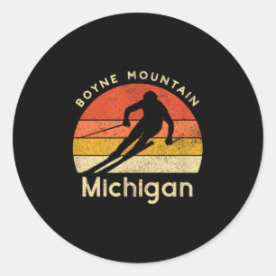 Vintager Ski Boyne Berg Michigan Runder Aufkleber