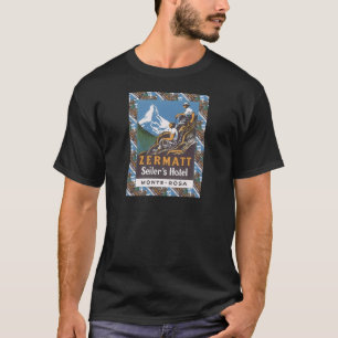 Vintager Ski, die Schweiz, Zermatt, Seilors Hotel, T-Shirt