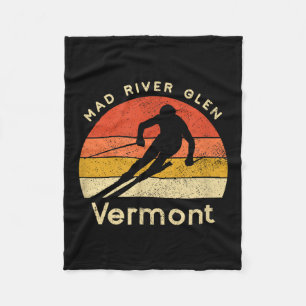 Vintager Ski Mad Fluss Glen Vermont Berg Fleecedecke