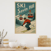 Vintager Ski Savin Hill Poster (Küche)
