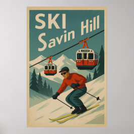 Vintager Ski Savin Hill Poster