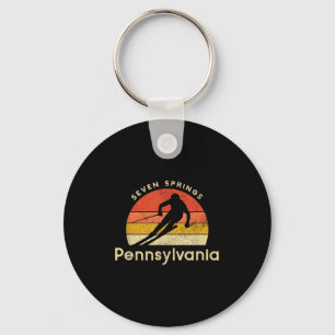 Vintager Ski-Siebenring Pennsylvania Berg Schlüsselanhänger