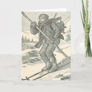 Vintager Skifahrer Skifahrer Winter Weihnachten