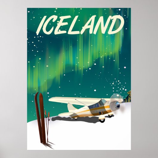 Vintager Skikarusposter in Island Poster (Vorne)