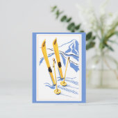 Vintager Skiort Postkarte (Stehend Vorderseite)