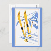 Vintager Skiort Postkarte (Vorne/Hinten)