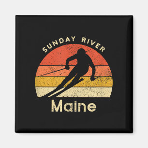 Vintager Skisonntag Fluss Maine Magnet