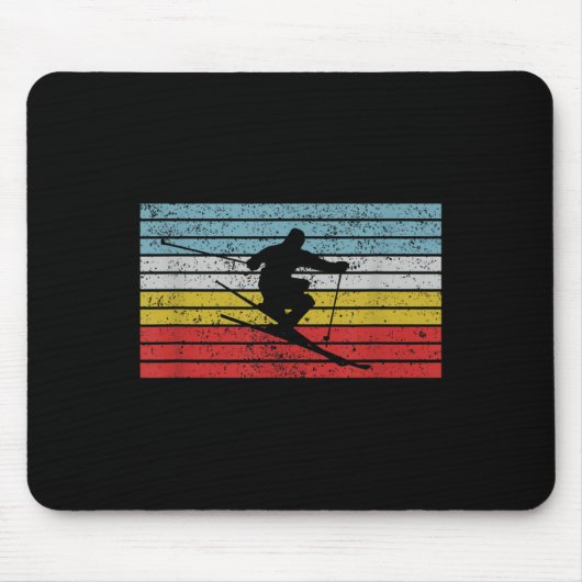 Vintager Skisportdesign Skier Jumping Mousepad (Vorne)