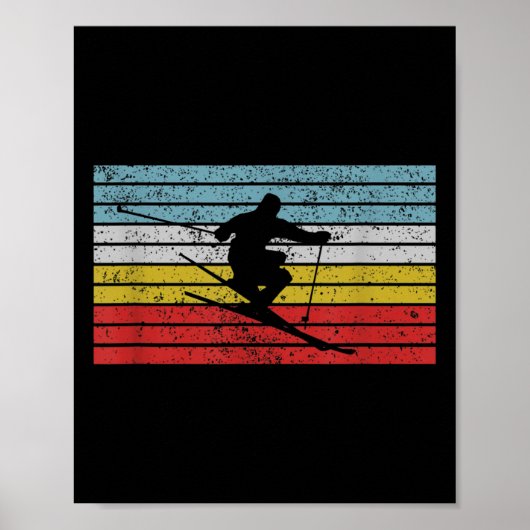 Vintager Skisportdesign Skier Jumping Poster (Vorne)