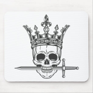 Vintager Skull in Krone mit Schwertdruck Mousepad