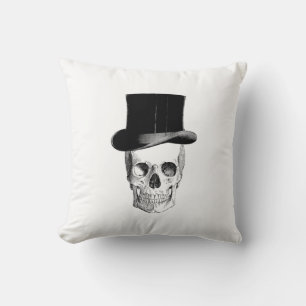 Vintager Skull mit Tophat-Kissen Kissen