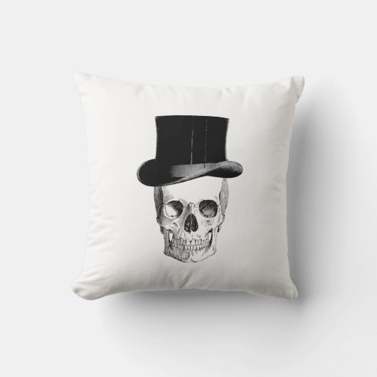 Vintager Skull mit Tophat-Kissen Kissen (Vorderseite)