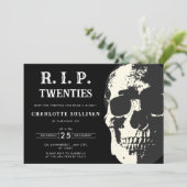 Vintager Skull Rip 20s Schwarz 30. Geburtstag Einladung (Stehend Vorderseite)
