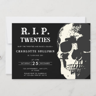 Vintager Skull Rip 20s Schwarz 30. Geburtstag Einladung
