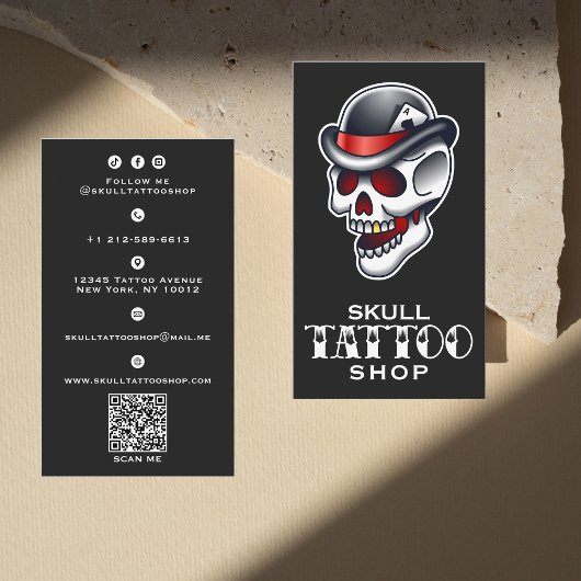 Vintager Skull Tattoo Shop Visitenkarte