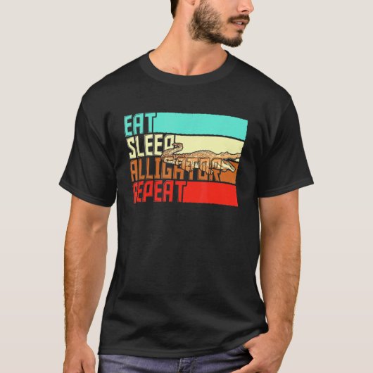 Vintager Sleep Repeat Alligator T-Shirt (Vorderseite)