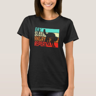 Vintager Sleep Wiederholung Angry Cat T-Shirt