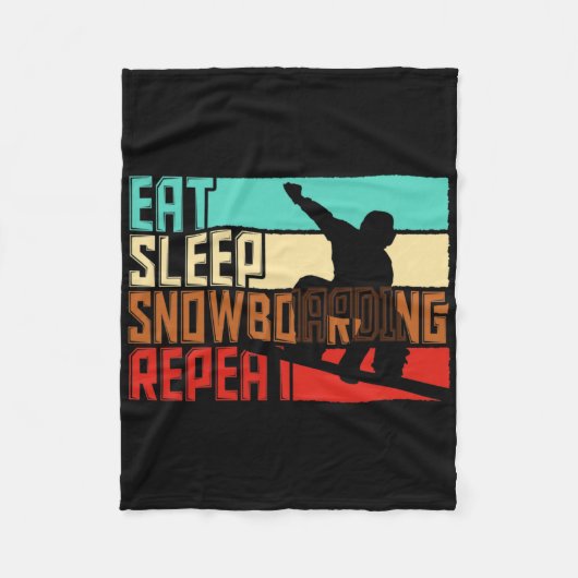 Vintager Sleep Wiederholung Snowboarden Fleecedecke (Vorderseite)