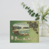 Vintager Smarald Isle Kleeblatt St Patrick's Day Postkarte (Stehend Vorderseite)