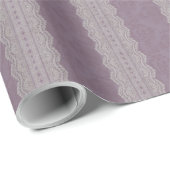 Vintager Smokey Mauve Damask Antiker Lace Streifen Geschenkpapier (Rolleneckpunkt)