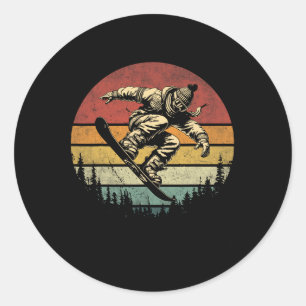 Vintager Snowboarder Grafik Retro gestörter Schnee Runder Aufkleber