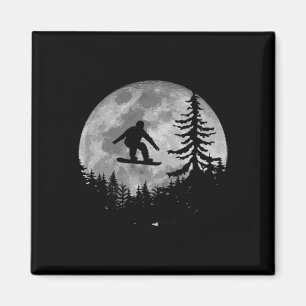Vintager Snowboarder Moon Snow Snowboarder Magnet