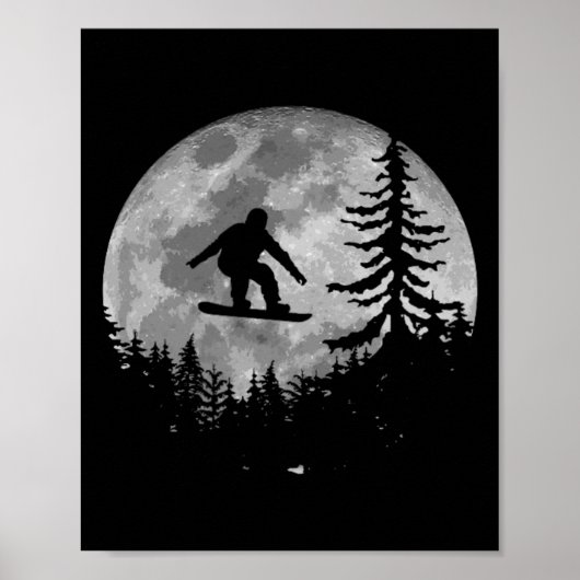 Vintager Snowboarder Moon Snow Snowboarder Poster (Vorne)