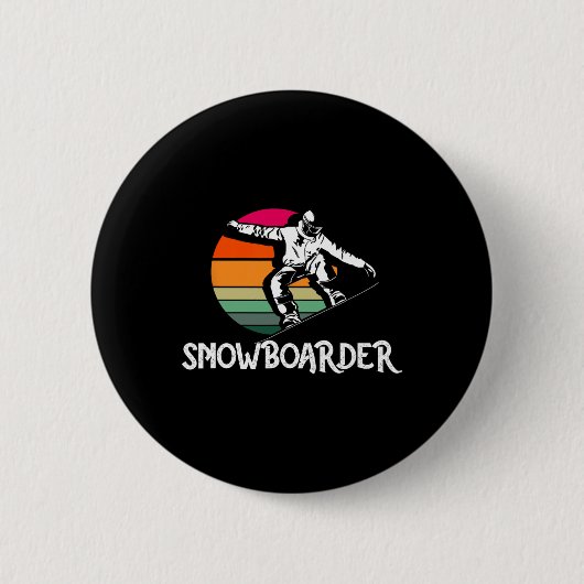 Vintager Snowboarder Retro Snowboard Winter Extrem Button (Vorderseite)