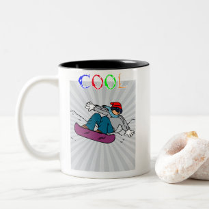 Vintager Snowboarder   Snowboarden   Snowboarding Zweifarbige Tasse