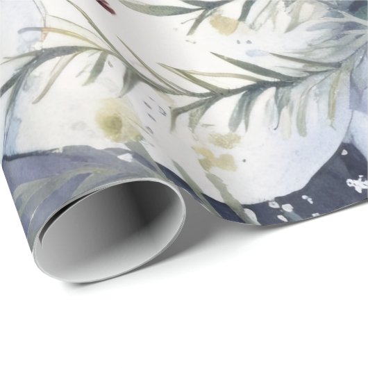 Vintager Snowman & Christmas Florals Geschenkpapier (Rolleneckpunkt)