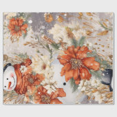 Vintager Snowman & Christmas Florals Geschenkpapier (Flach)