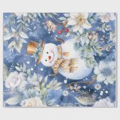Vintager Snowman & Christmas Florals Geschenkpapier (Flach)