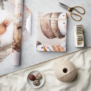 Vintager Snowman & Christmas Florals Geschenkpapier