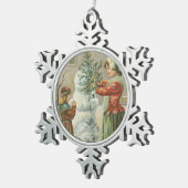 Vintager Snowman Schneeflocken Zinn-Ornament (Rechts)