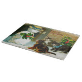 Vintager Snowman und Katzenglasschneidenbrett Schneidebrett (Ecke)