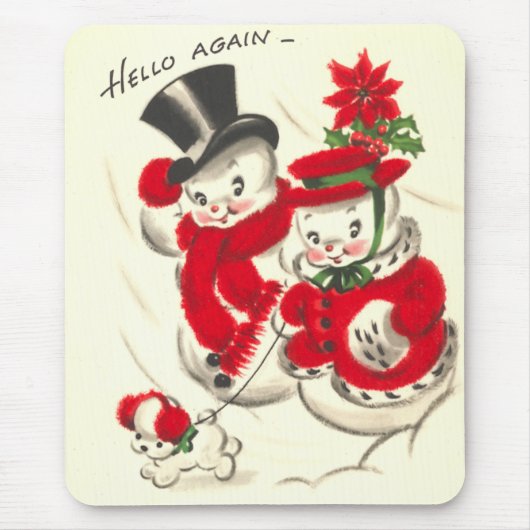 Vintager Snowman und Snowwoman Mousepad (Vorne)