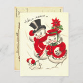 Vintager Snowman und Snowwoman Postkarte (Vorne/Hinten)