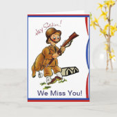 Vintager Soldat! Wir vermissen dich! Karte (Gelbe Blume)