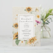 Vintager Sommer Sonnenblumen Creme Bridal Luncheon Einladung (Stehend Vorderseite)