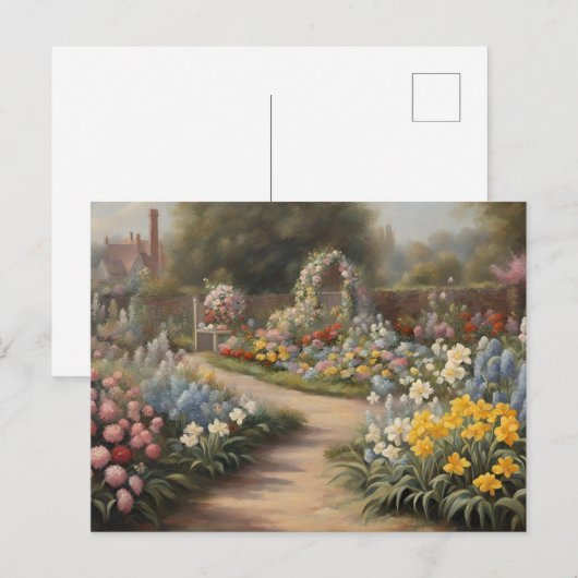 Vintager Sommergarten Postkarte (Vorne/Hinten)