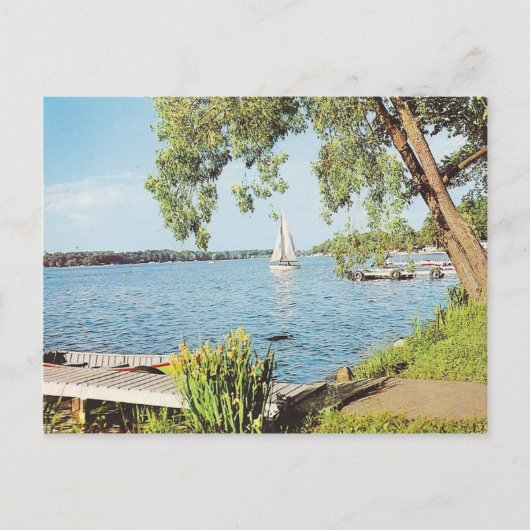 Vintager Sommersee Postkarte (Vorderseite)