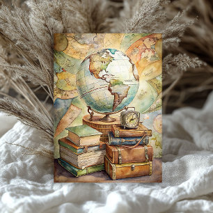 Vintager Sommerurlaub Alte Bücher Weltkarte Seidenpapier