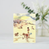 Vintager Sommerurlaub am Strand Postkarte (Stehend Vorderseite)