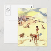 Vintager Sommerurlaub am Strand Postkarte (Vorne/Hinten)