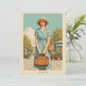 Vintager Sommerwanderweg Paris Einladung (Stehend Vorderseite)