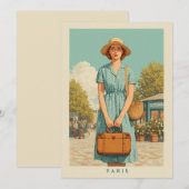 Vintager Sommerwanderweg Paris Einladung (Vorne/Hinten)