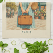 Vintager Sommerwanderweg Paris Geschirrtuch (Gefaltet)