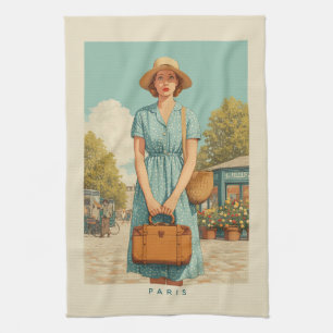 Vintager Sommerwanderweg Paris Geschirrtuch